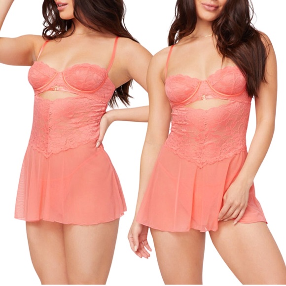 Sexy Babydoll Lingerie Boudoir Sweet as Can Peach Set - Picture 2 of 14